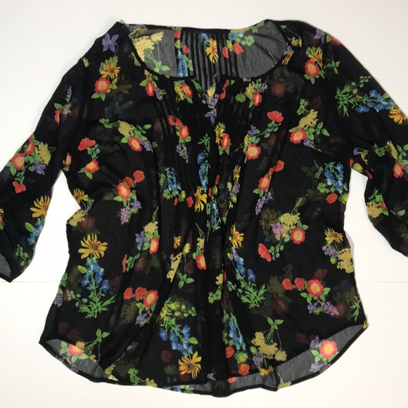 Torrid chiffon black floral blouse plus 3 - Picture 8 of 9